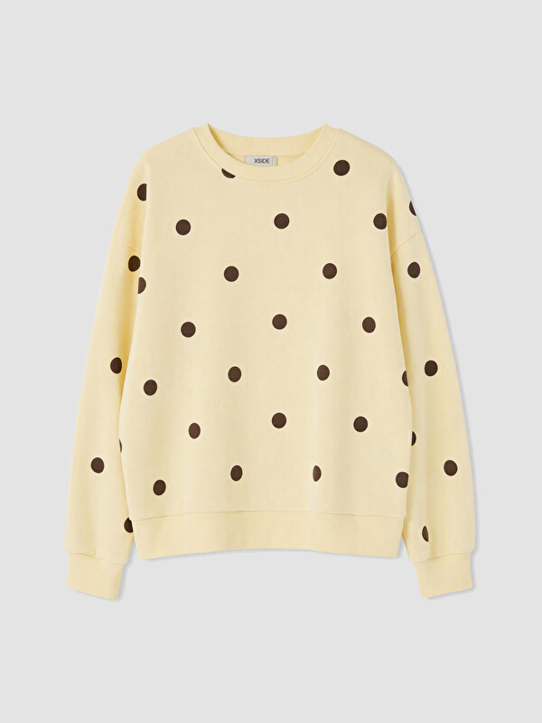 XSIDE Puantiyeli Oversize Kadın Kalın Sweatshirt