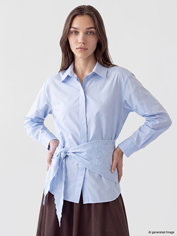 LCW Modest Туника кошула со детали на шал за Жени