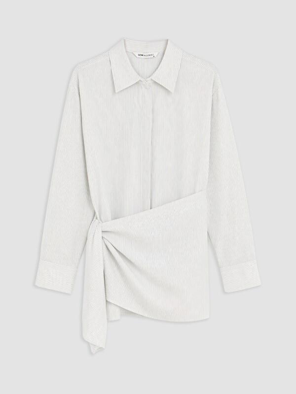 LCW Modest Woman Ecru Shirt Tunic