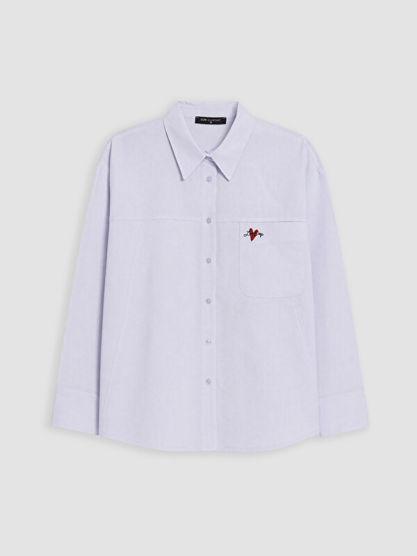 LCW Comfort Nakışlı Oxford Kadın Gömlek