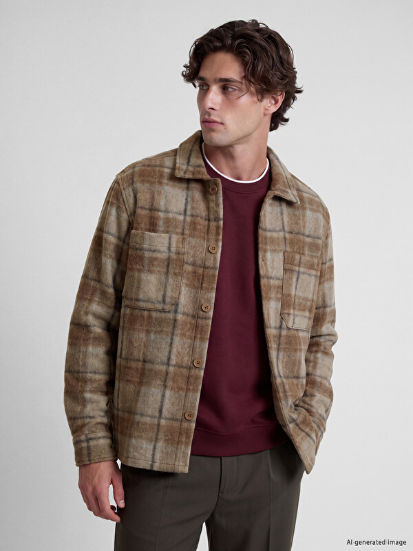 LCW Vision Relax Fit Plaid men's shirt jacket