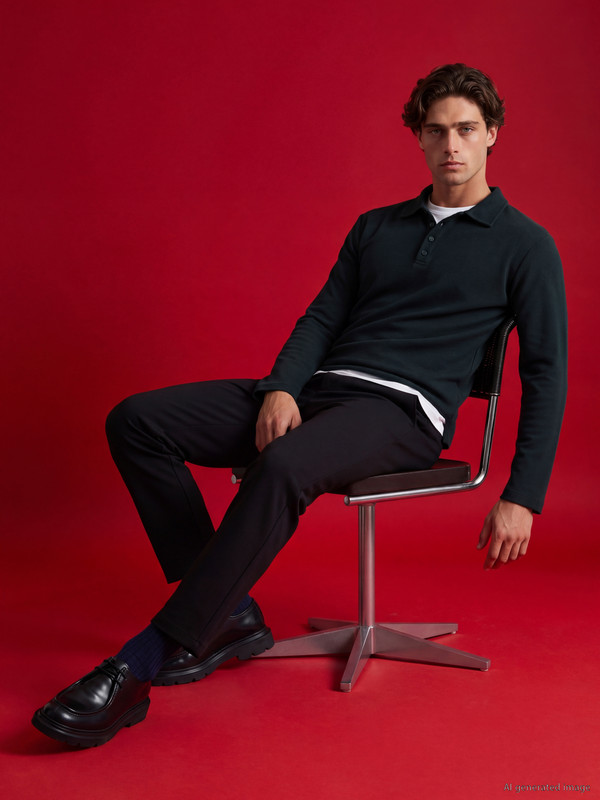 LCW Vision Polo Collar Men's Thick Sweatshirt