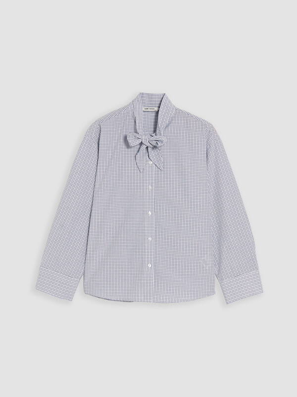 LCW Vision Tie Neck Plaid Oversize Women's Shirt