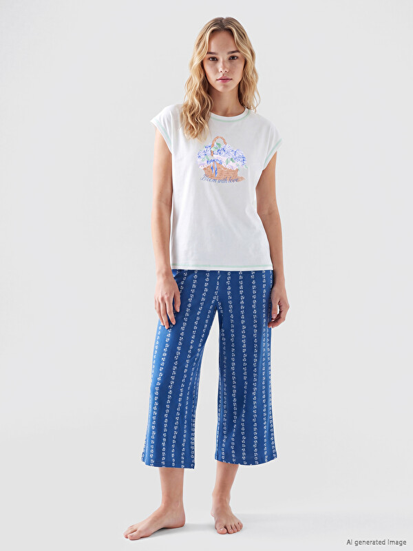 LCW DREAM Çiçekli Kadın Kapri Pijama Altı