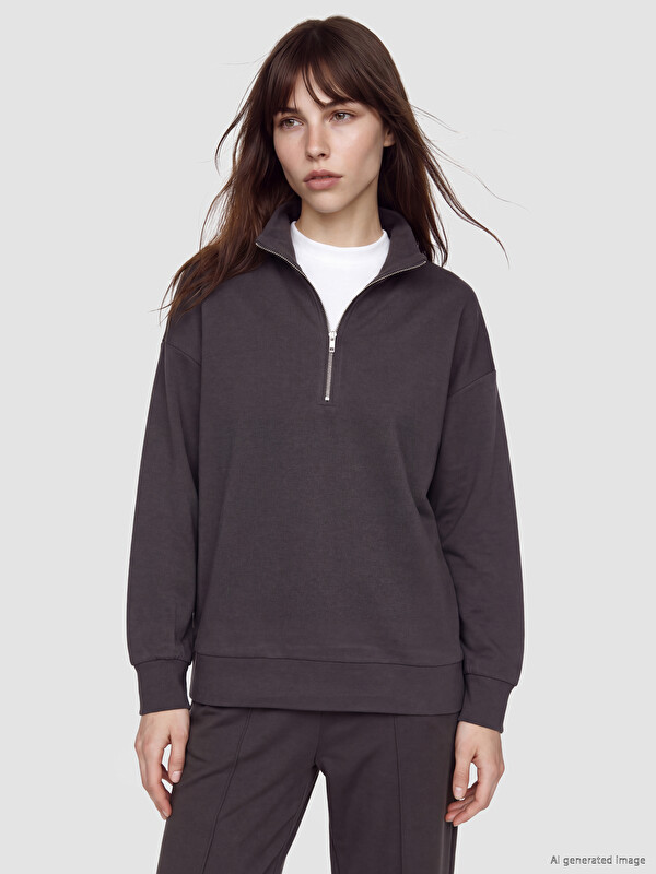 LCW Comfort Mock Neck Soft Touch Women's Sweatshirt
