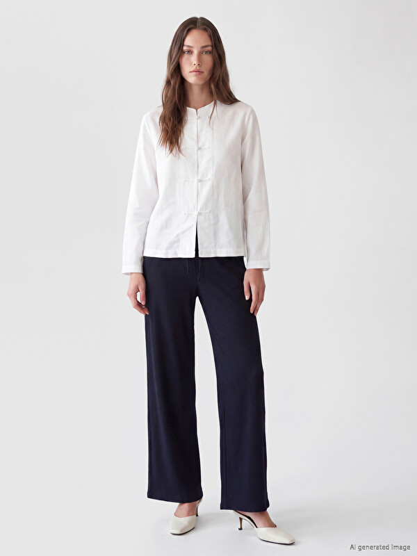 LCW Modest Elastic Waist Textured Women's Trousers