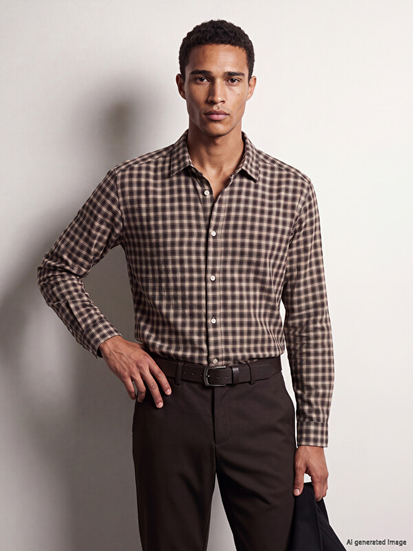 LCW Vision Regular Fit Plaid Twill Men's Shirt