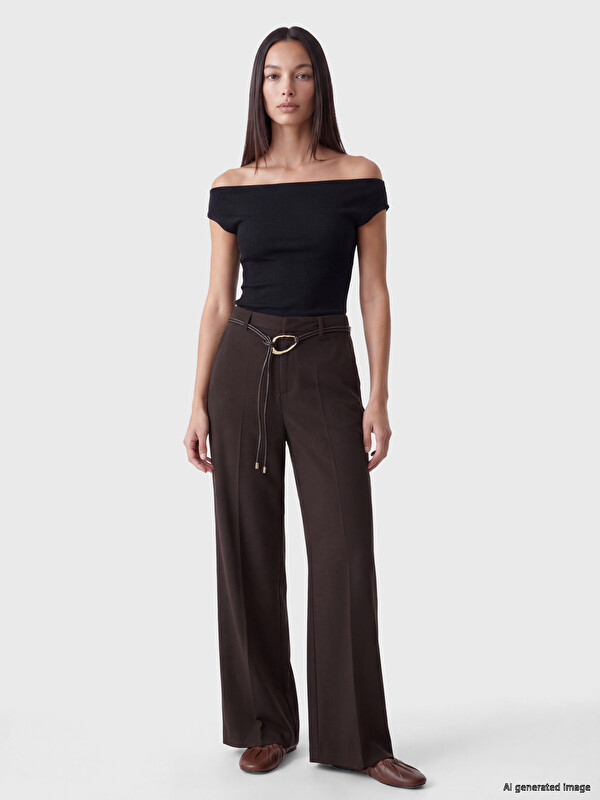 LCWAIKIKI Classic Pantaloni Evazați cu Curea în Talie pentru Femei