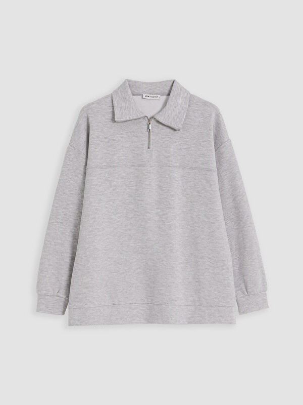 LCW Modest Dik Yaka Oversize Kadın Sweatshirt