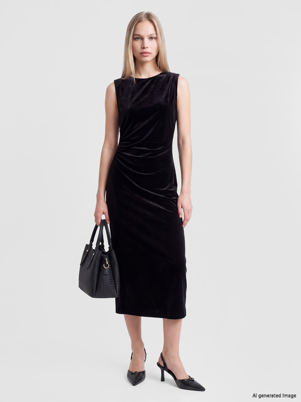 LCW Vision فستان أسود امرأة