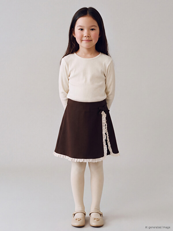 LCW Kids Girls' Lace Detailed Skirt and Tights