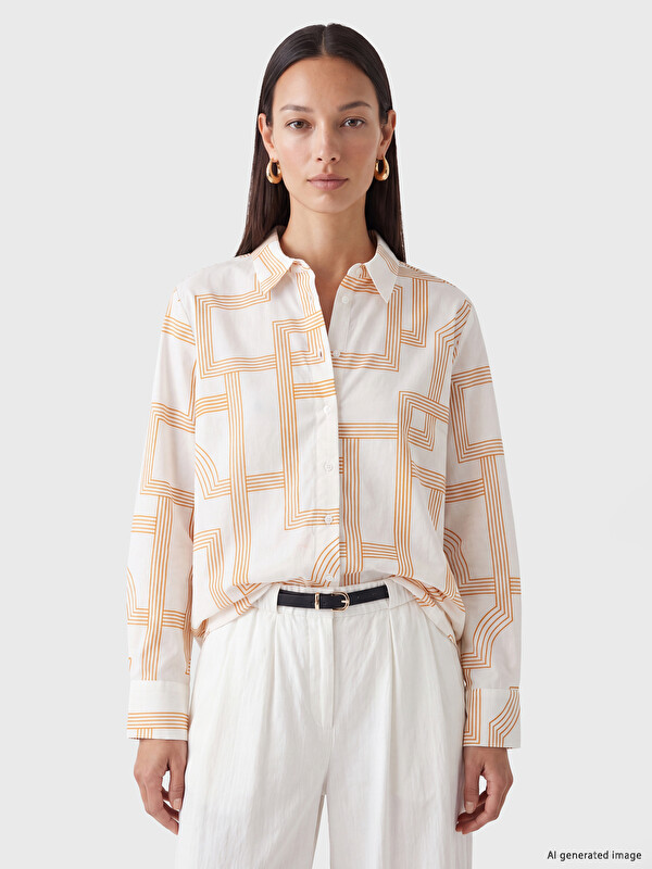 LCW EVERYDAY Patterned Oversize Poplin Women's Shirt