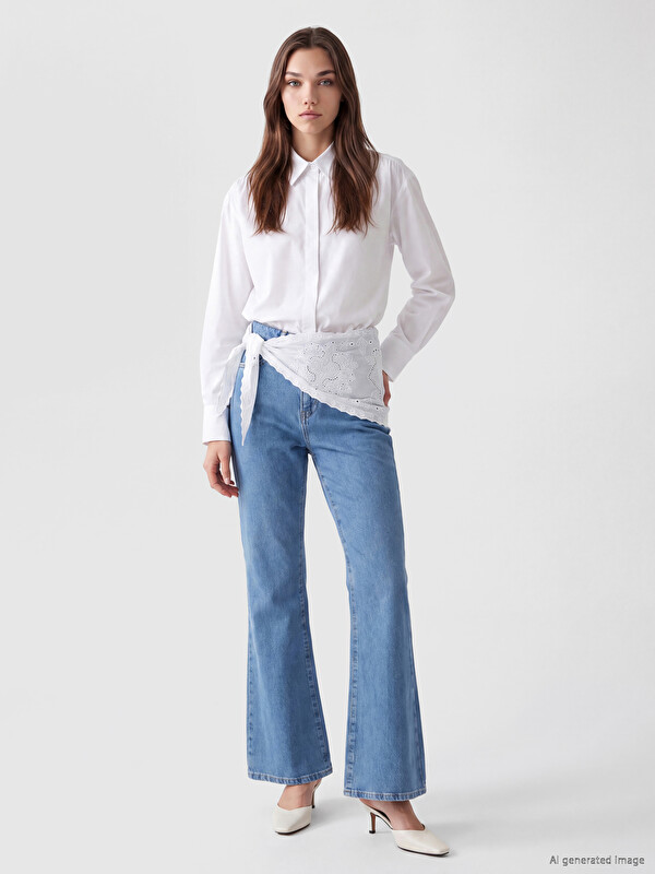 LCW Modest Waist Scarfed Flare Women's Jeans