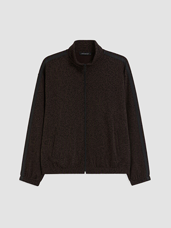 LCW EVERYDAY Leopar Desenli Soft Touch Kadın Fermuarlı Sweatshirt