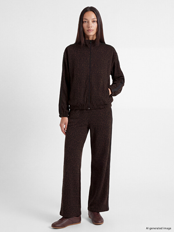LCW EVERYDAY Elastic Waist Leopard Print Women's Trousers