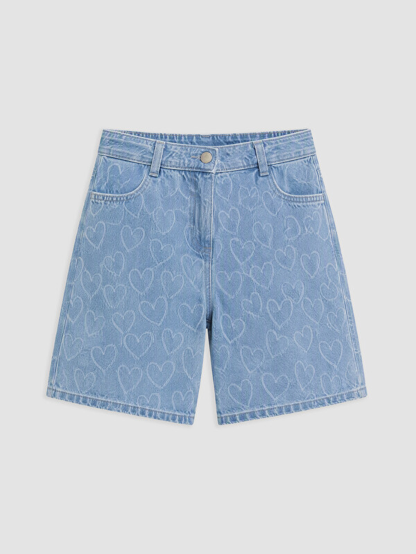 LCW baby Kalp Desenli Kız Çocuk Jean Şort