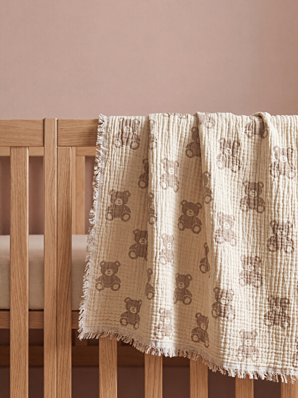 LC WAIKIKI Teddy Bear Patterned Baby Blanket 80x80 Cm