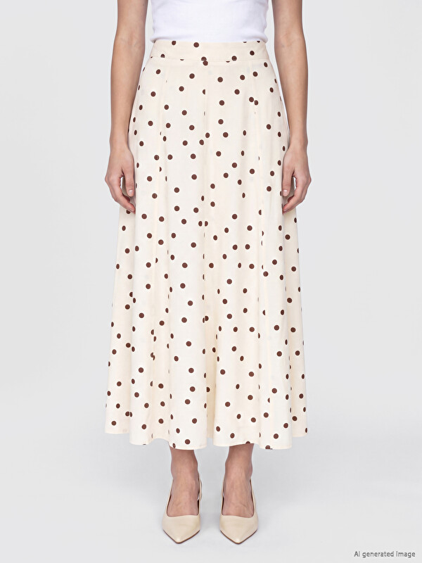 LCW Modest Waist Zippered Polka Dot A-line Skirt