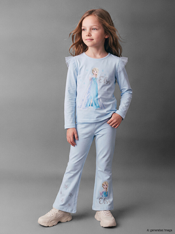 LCW Kids Leggins me këmbë të zgjeruar me stampim Elsa për vajza