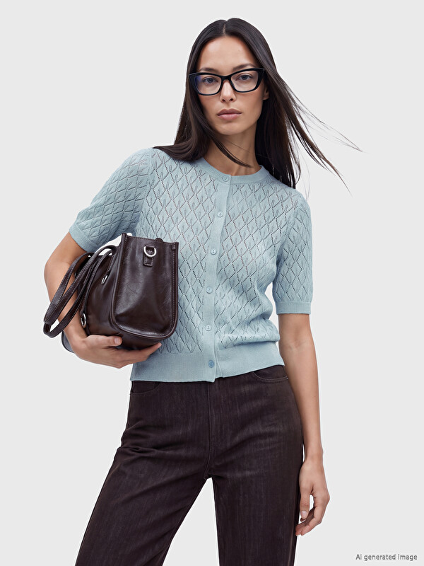 LCW EVERYDAY Crew Neck Open-Knit Women's Cardigan