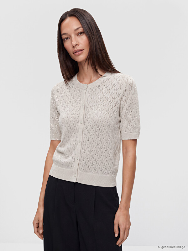 LCW EVERYDAY Crew Neck Open-Knit Women's Cardigan