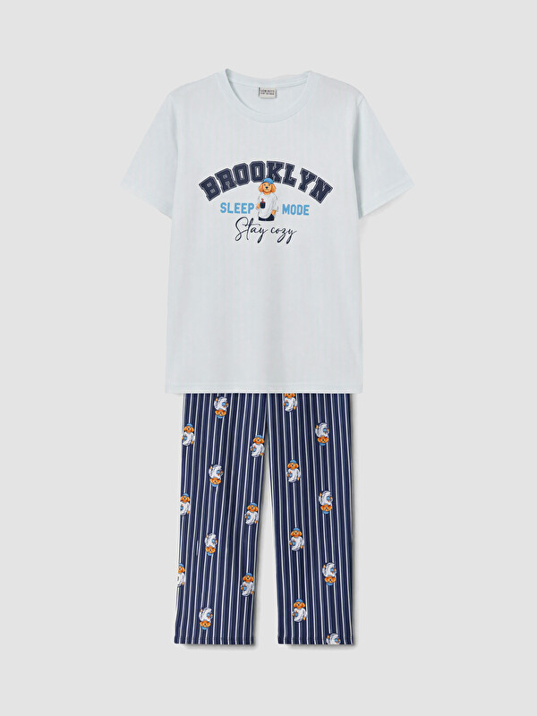 LCW Kids Crew Neck Boys' Pyjamas Set