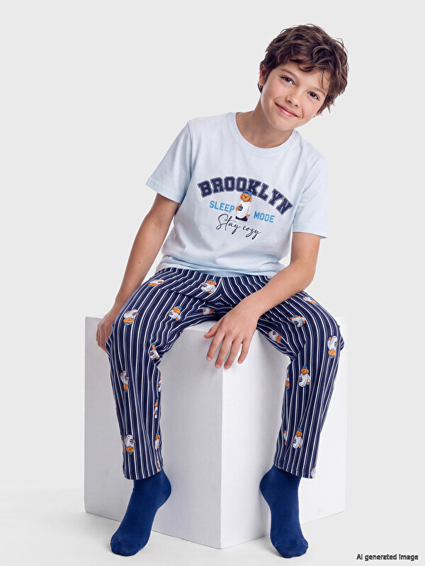 LCW Kids Crew Neck Boys' Pyjamas Set