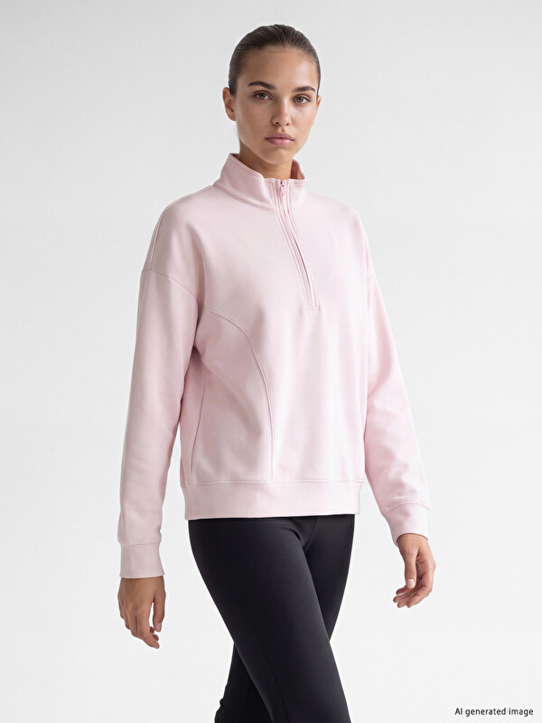 KOOR SPORT Dik Yaka Oversize Kadın Sweatshirt