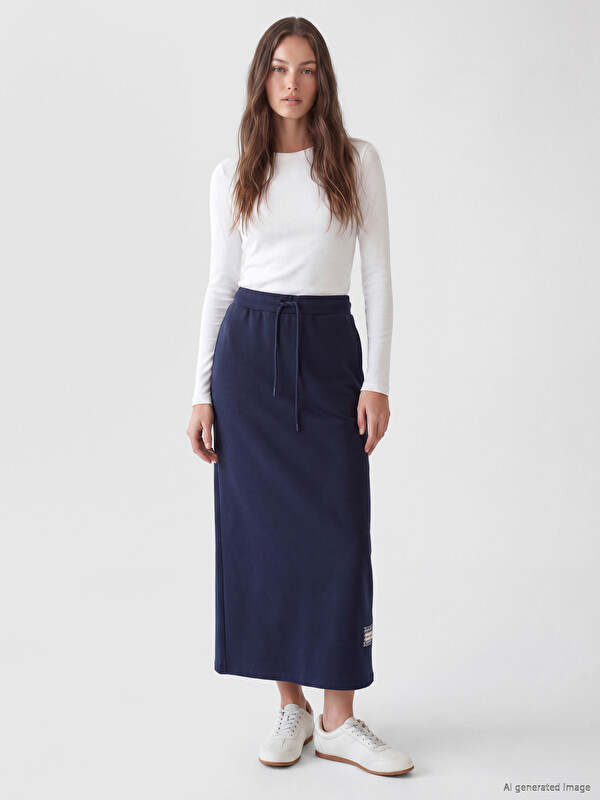 LCW Modest Elastic Waist Soft Touch Skirt