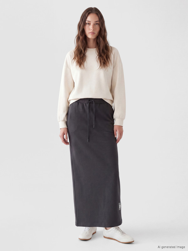 LCW Modest Elastic Waist Soft Touch Skirt