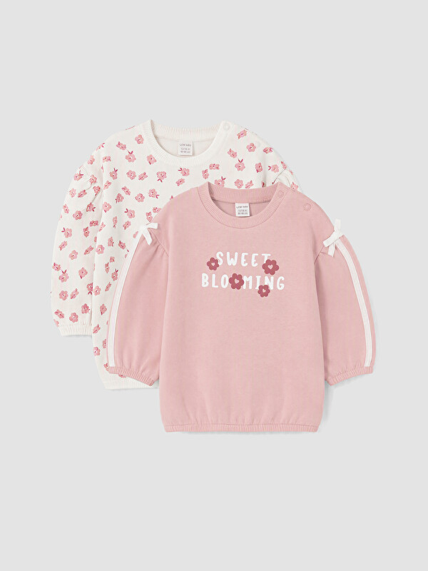 LCW baby Çiçekli Kız Bebek Sweatshirt 2'li