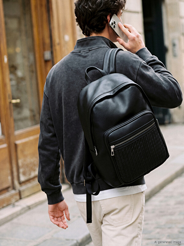 LCW ACCESSORIES Faux Leather Men's Backpack