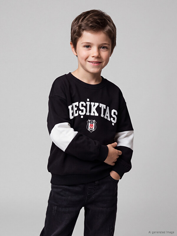 LCW Kids Beşiktaş Lisanslı Erkek Sweatshirt