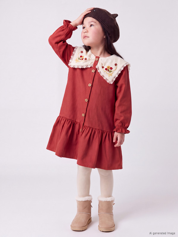 LCW Kids Embroidered Girls' Twill Dress