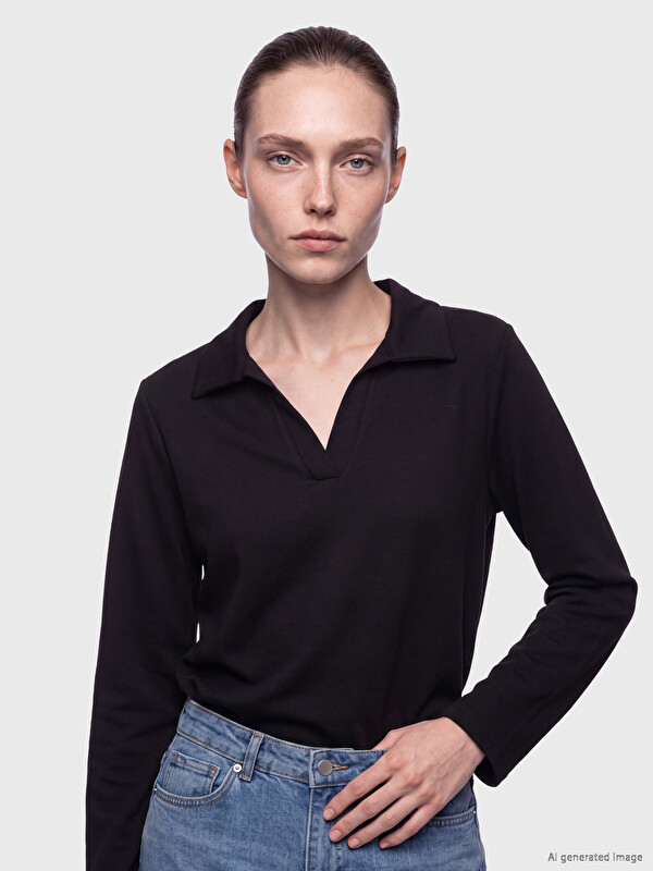 LCW Comfort Polo Collar Soft Touch Women's Sweatshirt