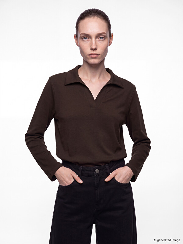 LCW Comfort Polo Collar Soft Touch Women's Sweatshirt