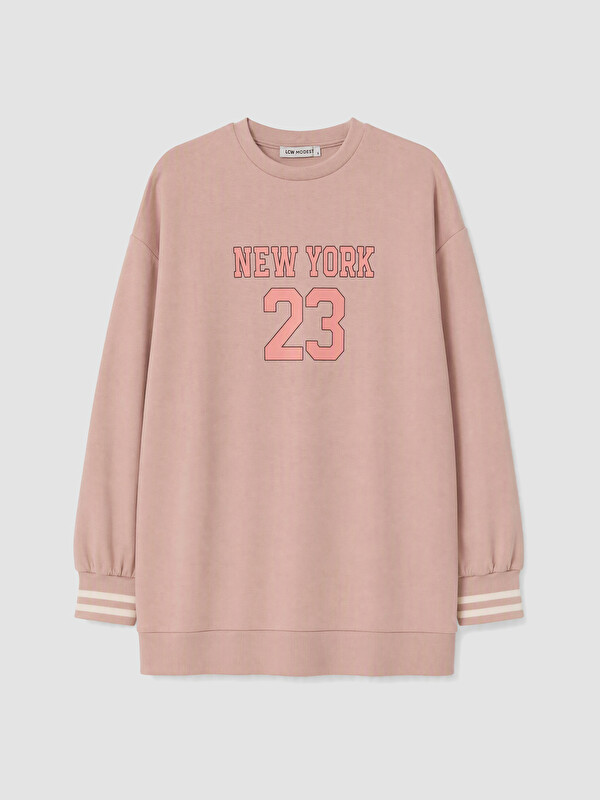 LCW Modest Woman Pink Sweatshirt Tunic