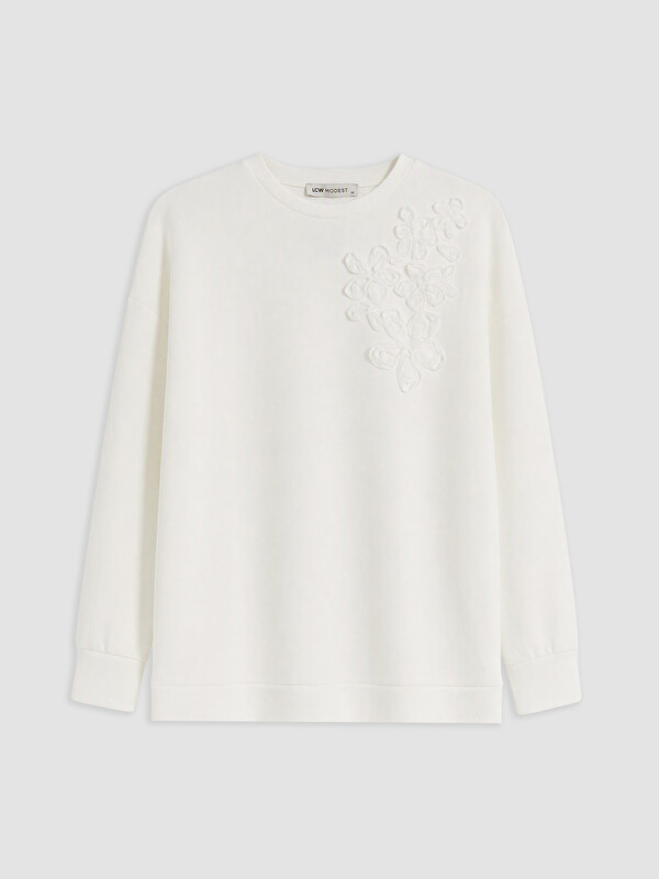 LCW Modest Nakışlı Soft Touch Kadın Sweatshirt Tunik