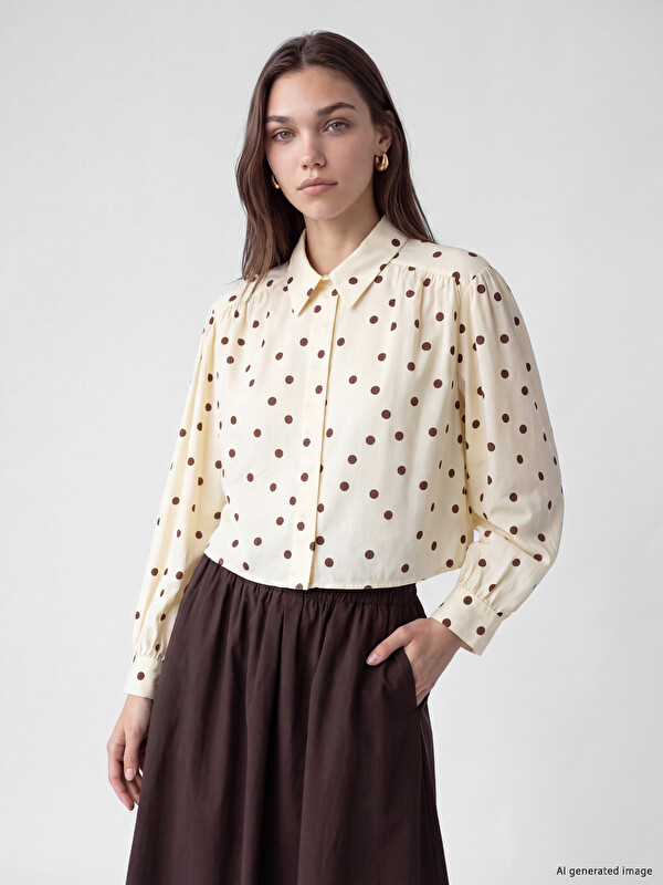 LCW Modest Puantiyeli Poplin Kadın Gömlek