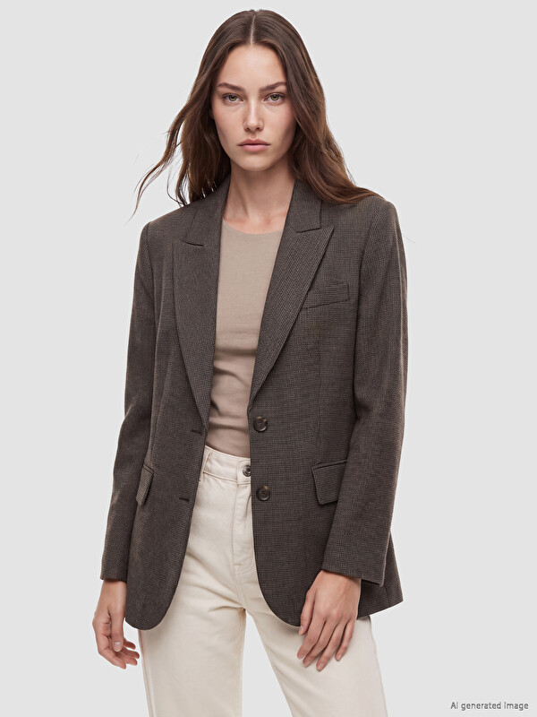 LCW Modest Plaid Women's Blazer Jacket