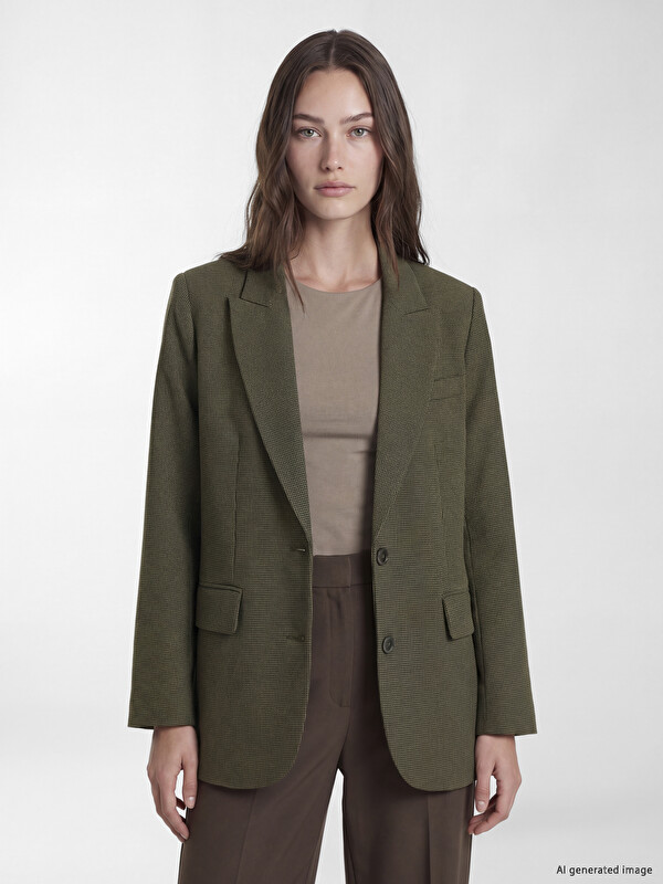LCW Modest Plaid Women's Blazer Jacket