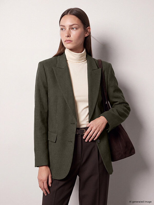 LCW Modest Plaid Women's Blazer Jacket