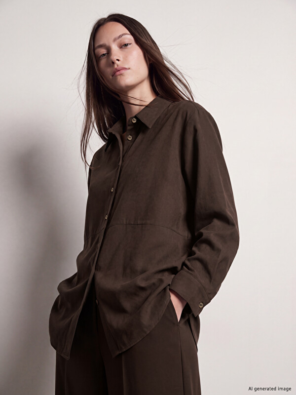 LCW Modest Suede Look Women's Shirt Tunic