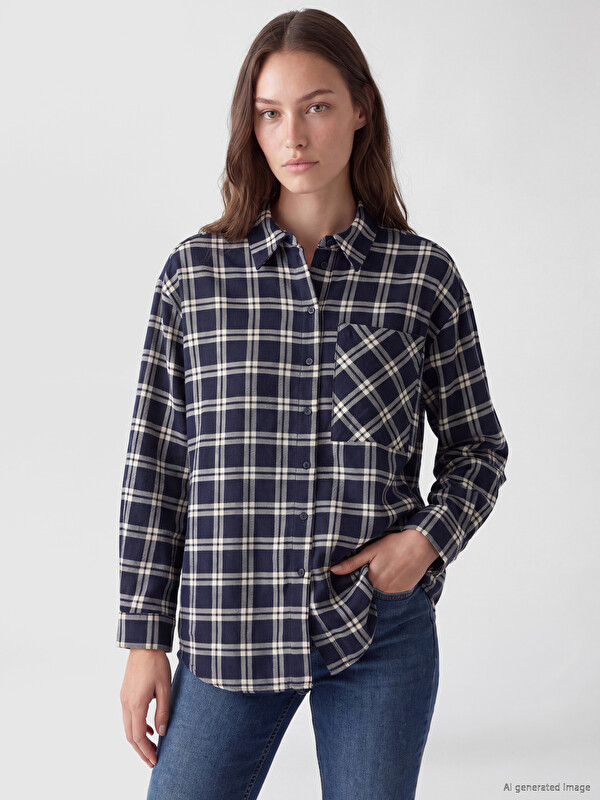 LCW Modest Ekose Oversize Kadın Oduncu Gömlek Tunik