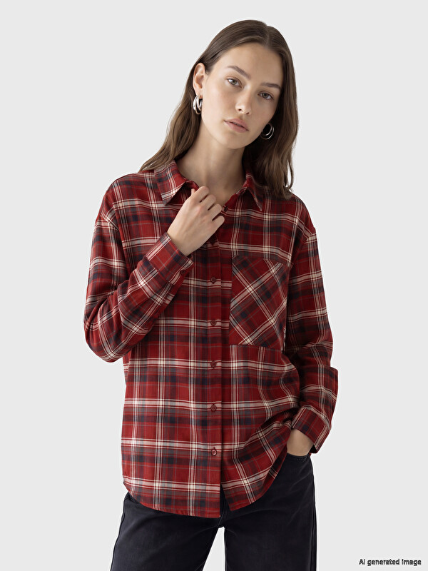 LCW Modest Ekose Oversize Kadın Oduncu Gömlek Tunik