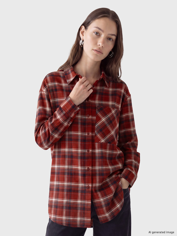 LCW Modest Ekose Oversize Kadın Oduncu Gömlek Tunik