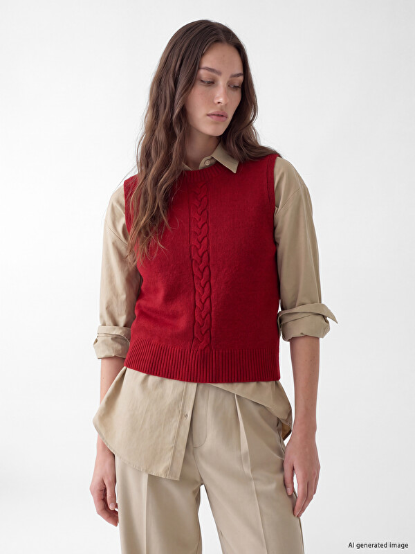 LCW Modest Crew Neck Women's Knitwear Sweater Vest