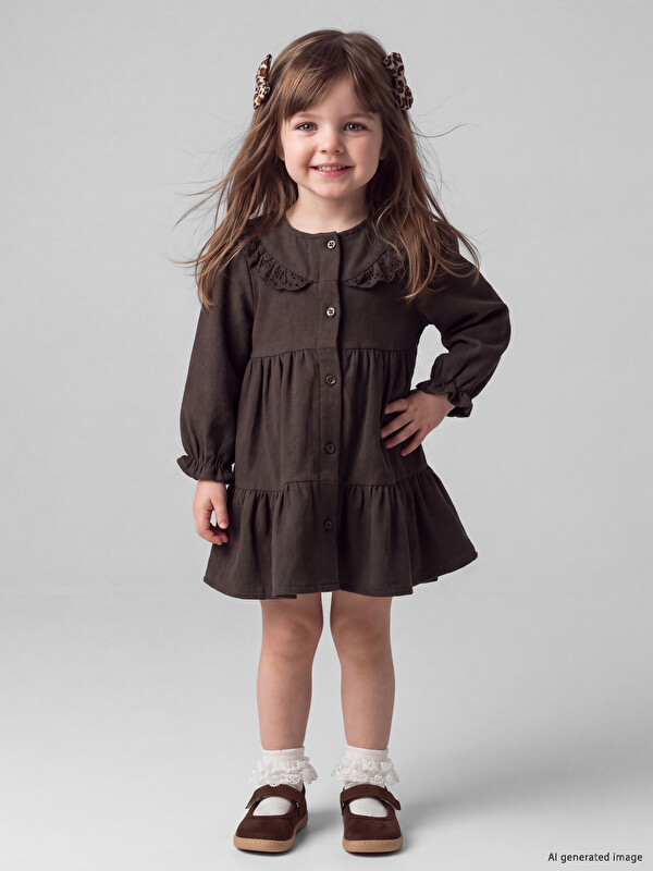 LCW baby Peter Pan Collar Embroidered Baby Girls' Dress