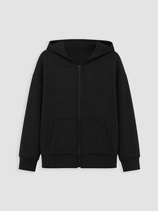LC WAIKIKI Hooded Girls' Soft Touch Zippered Sweatshirt