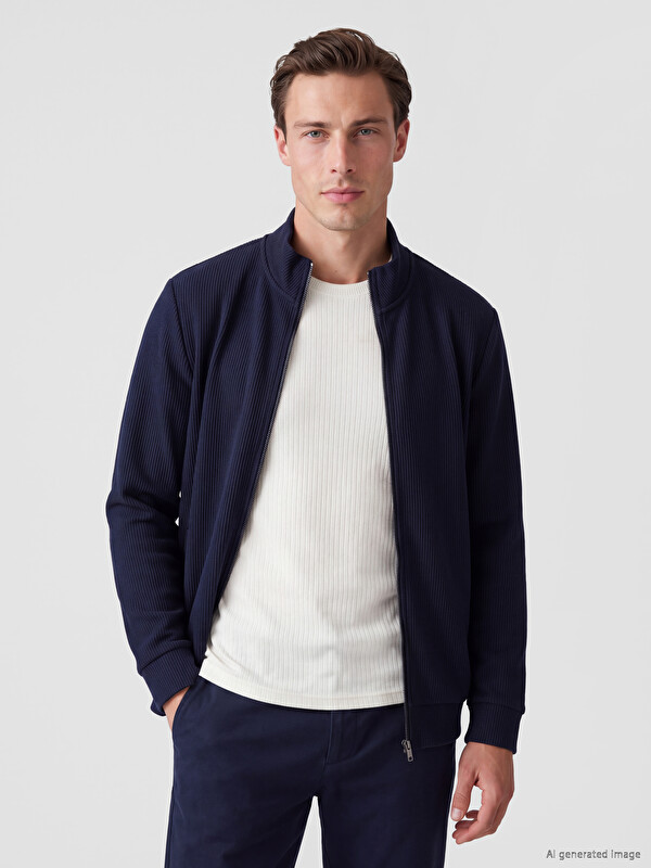 LCWAIKIKI Classic Mock Neck Men's Zip-Up Sweatshirt